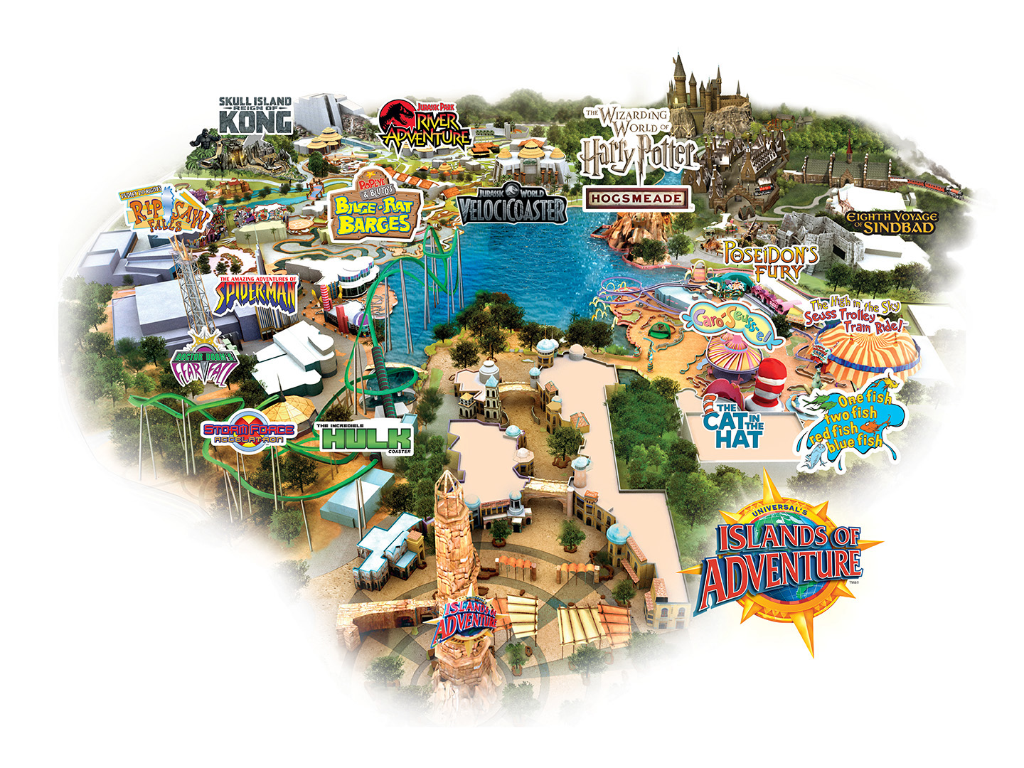 Map of Islands of Adventure at Universal Studios Attractions